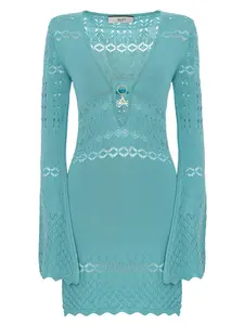 Трикотажное платье с рукавами колокол Akep, синий