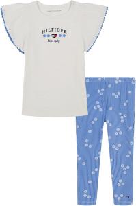 Комплект из 2 предметов: туника и леггинсы для девочек от Tommy Hilfiger, Egret/Ultramarine Print