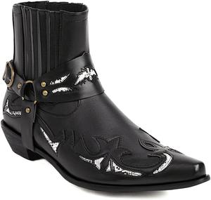 Женские ретро ботильоны вестерн с острым носком Челси на щиколотку, на низком каблуке, стильные короткие сапожки для верховой езды JOEUSTY, Black-Velvet Lined