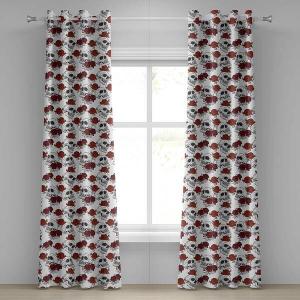 Занавеска с люверсами Abakuhaus Skull Rose 2 шт, 280x245x0,5 см, серый