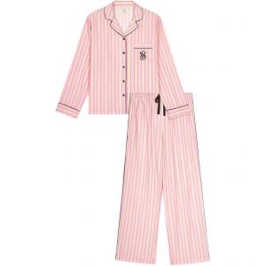 Victoria's Secret Пижамный комплект плотная текстура легкий драпированный женский orange pink stripes