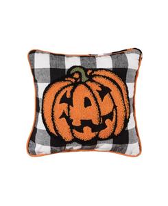Декоративная подушка с рисунком тыквы-фонаря в клетку, 12 x 12 дюймов, для Хэллоуина C&F Home, Orange