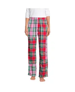 Женские пижамные брюки Petite из фланели в стиле пэчворк Lands' End, красный