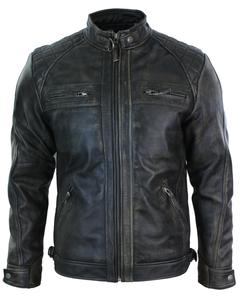 Короткая байкерская куртка из мягкой кожи на молнии TruClothing, чёрный/коричневый