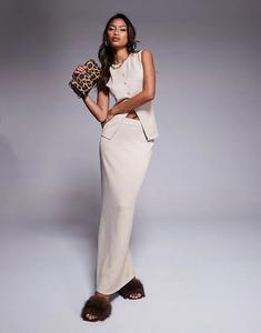 Эксклюзивная юбка-макси из тонкого трикотажа Kaiia цвета овсянки