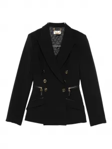 Двубортный блейзер с застежкой-молнией Elisabetta Franchi, черный