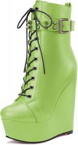 Женские ботильоны Castamere с высоким каблуком на платформе, округлым носком, короткие, на шнуровке и с молнией, Green