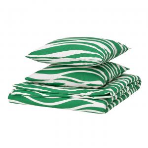 Пододеяльник и 2 наволочки, зелено-белые, 240x220/50x60 см Portlakmålla IKEA
