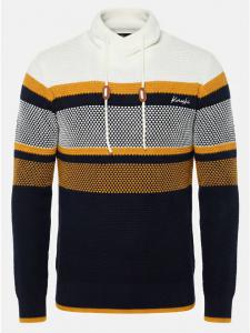 KOROSHI Футболка из хлопка в полоску с высоким воротником белого цвета