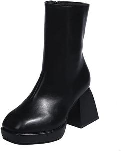 Женские кожаные ботинки Yiozoi, высокие, с круглым носком, осенне-зимние, для улицы, модные, с боковой молнией, повседневные ботильоны с нескользящей подошвой, Black