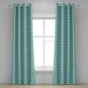 Абстрактная штора на люверсах ABAKUHAUS с геометрическими кругами и волнистыми полосками, свиток, иллюстрация в старинном стиле, декоративные двухпанельные шторы, 280 см x 175 см, цвет морской пены, черно-белый Abakuhaus