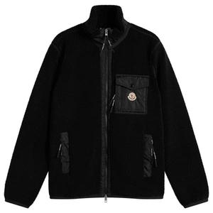 Флисовый кардиган на молнии Moncler, черный