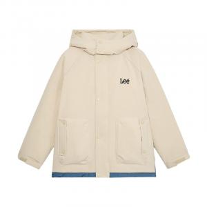 Детская пуховая куртка с капюшоном, несъемный, утолщенный капюшон Lee, хаки