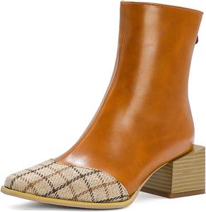 Женские ботильоны LYYSKY с высокой толстой подошвой, застежкой-молнией сзади, удобные, лаконичные, разных цветов, с квадратным носком и высокими каблуками, Brown