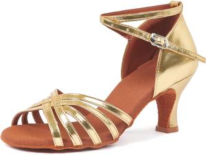 Женские латинские танцевальные туфли iCKER на каблуке для бальных танцев, сальсы, танго, вечеринок с пайетками, золотой