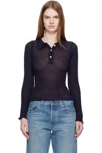 Baserange Темно-Синяя поло с двумя длинными рукавами