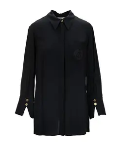 Блузка с длинными рукавами и золотыми пуговицами Elisabetta Franchi, черный