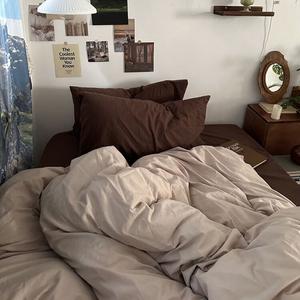 Muji Комплект постельного белья из 4 предметов (простыня на резинке 200 см, пододеяльник 200х230 см), цвет кофе-мокко, фланель