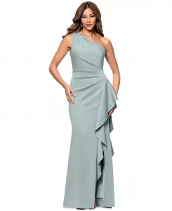 Вечернее платье Petite с завышенной талией и одно плечо XSCAPE, зеленый