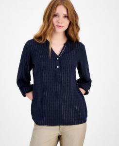 Женская блузка-топ с блестками и точечным рисунком Tommy Hilfiger, Sky Captain/ Gold