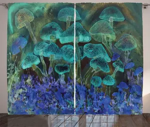 Психоделическая деревенская штора ABAKUHAUS, дизайн Грибной сон, универсальные ленточные шторы для гостиной с петлями и крючками, 280 x 225 см, сине-фиолетовый Abakuhaus