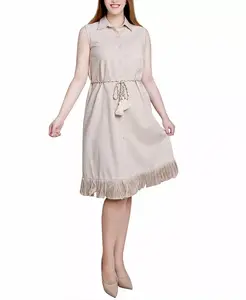 Платье Petite Slveless с поясом NY Collection, коричневый/бежевый