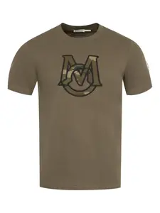 Хлопковая футболка с вышитым логотипом MONCLER, коричневый