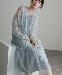 Платье с многослойной вышивкой лентами, свадебное платье для вечеринки Pourvous, цвет Gray