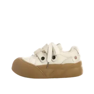 JimiXiong Женские низкие скейтерские кеды бежевые, цвет Beige