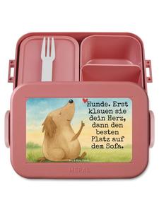 Mr. & Mrs. Panda Дизайн бенто-бокса с надписью "Люблю собак" в пастельно-красных тонах