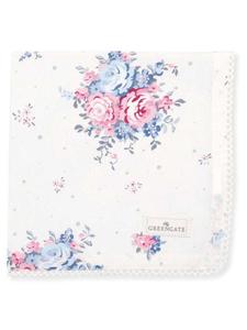 Greengate Тканевая салфетка с кружевом EMELY, белая с цветами
