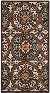 Ковер SAFAVIEH, 61 x 110 см, Veranda Collection, Chocolate & Aqua, современный дизайн, не линяет и прост в уходе, для помещений и улицы, можно стирать — идеально для патио, заднего двора, прихожей (VER055-0723)