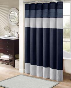 Занавеска для душа amherst из искусственного шелка с декоративными складками, 72 x 84 дюйма. Madison Park, Navy