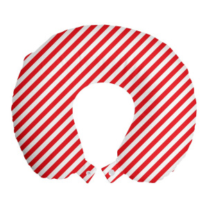 ABAKUHAUS Подушка для путешествий Candy Cane, поддержка шеи, диагональные красные линии, пенопластовый дорожный предмет для самолета и автомобиля, 30x30 см, красно-белый