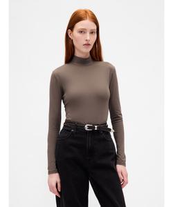 (W) Футболка с высоким воротником из плотного трикотажа