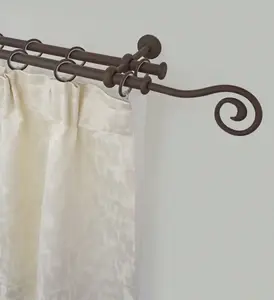 Карниз для штор GARESA "ESPERANCA", 2-х направляющий, желаемая длина, комплект для штор, выдвижной, концевая кнопка спираль, утюг, с кольцами 410 см, Ø16мм, цвет rost