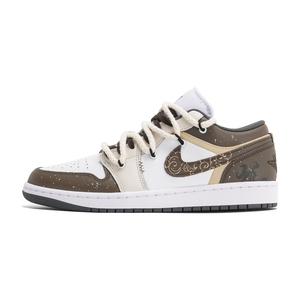 Jordan Air 1 устойчивые к истиранию низкие баскетбольные кроссовки Unisex White Brown