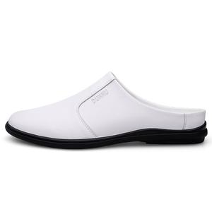 Dunnu Мужские белые тапочки с закрытым носком, резиновой подошвой и защитой от запаха, цвет White