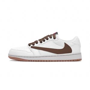 Jordan Баскетбольные кроссовки Travis Scott x Air 1 Low Top Vintage Unisex White Brown