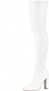 Женские ботфорты выше колена из эластичной кожи с заостренным носком, широким каблуком, бедренной длины, больших размеров, осенние Generic, 7