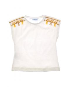 Майорал Футболка с вышивкой кисточкой Mayoral, белый