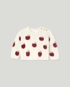 Трикотажный джемпер с круглым вырезом и принтом по всей поверхности для девочки Baby El Corte Inglés, экрю