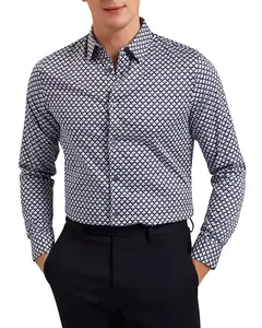 Рубашка Эммета с принтом и пуговицами спереди Ted Baker, синий