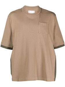 sacai футболка в стиле колор-блок, коричневый