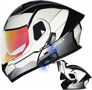 Шлем мотоциклетный AAREG Bluetooth Helmets, серебряный / черный
