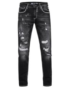 Джинсы "MINO" облегающие, эластичные, рваные брюки черного цвета, Rusty Neal