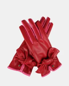 перчатки с эффектом кожи с красно-розовым бантом U Lola Casademunt