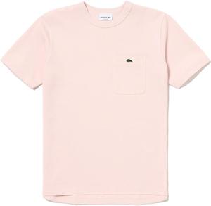 Мужская хлопковая трикотажная футболка Lacoste с коротким рукавом и карманом, светло-розовый