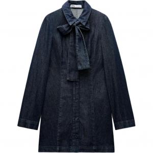 ZARA Женское платье с длинными рукавами indigo