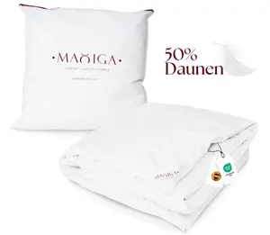 Одеяло всесезонное Maxiga 135x200 см, 2000 г, 50% пух, 50% мелкое пуховое перо, теплое одеяло кассетного типа, 100% хлопок, гипоаллергенное maxiga